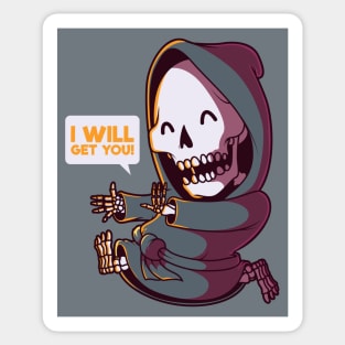 Funny Cartoon Grim Reaper // I Will Get You! Sticker